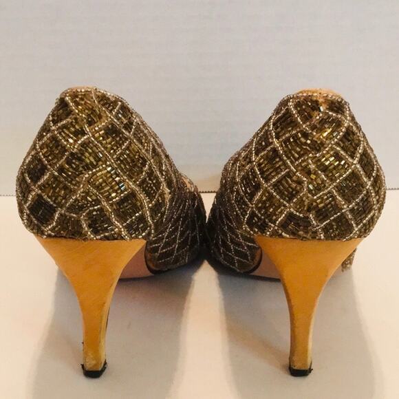 I MAGNIN VINTAGE BEADED LOVELIES HEEL POINTY TOE - Picture 5 of 8